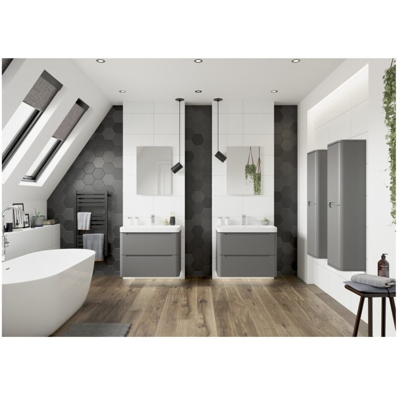 Iona Kingsbridge 600mm Wall Unit & Basin Matt Grey