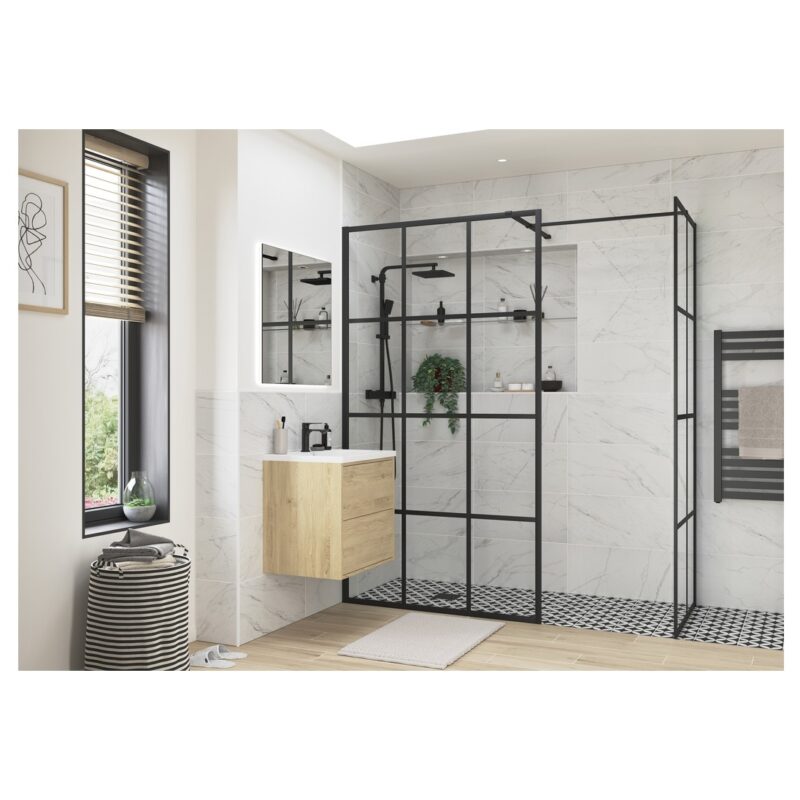 Refresh Wesley Black Framed Wetroom Panel 1000mm