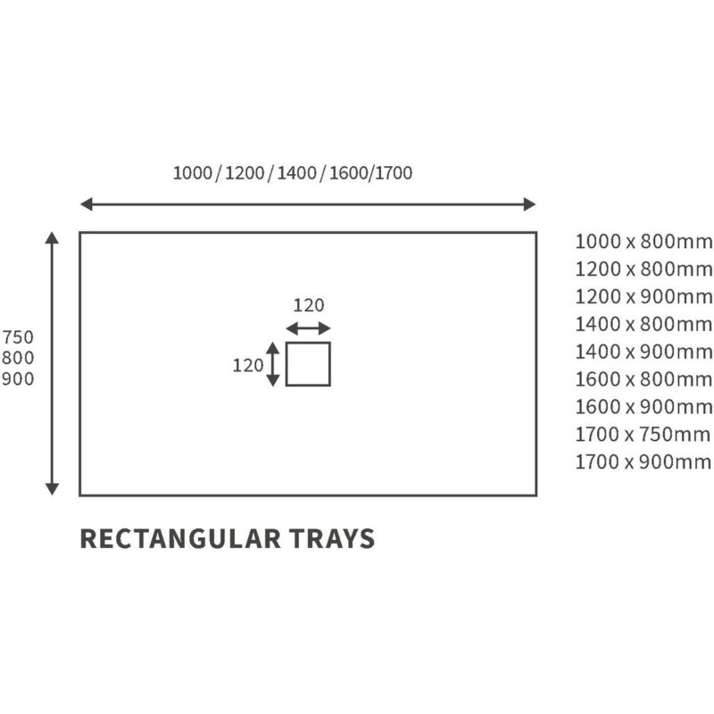 Refresh 1000x800mm Slate Effect Ultra-Slim Tray & Waste