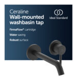 Ideal Standard Ceraline Single Lever Wall Mounted Basin Mixer Silk Black