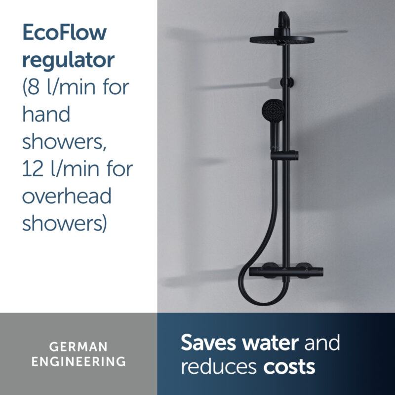Ideal Standard Ceratherm T25+ Thermostatic Shower System Silk Black