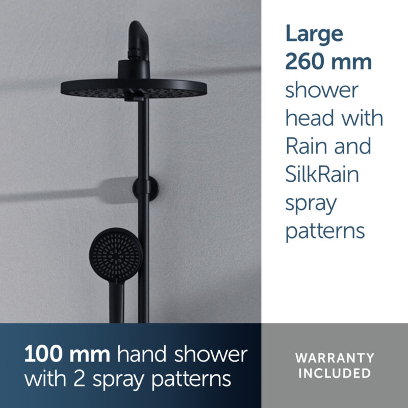 Ideal Standard Ceratherm T25+ Thermostatic Shower System Silk Black
