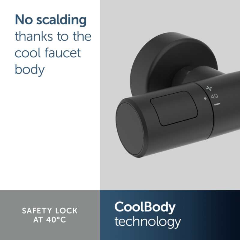 Ideal Standard Ceratherm T25+ Thermostatic Shower System Silk Black