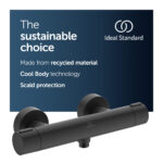 Ideal Standard Ceratherm ALU+ Thermostatic Bar Shower Mixer Black