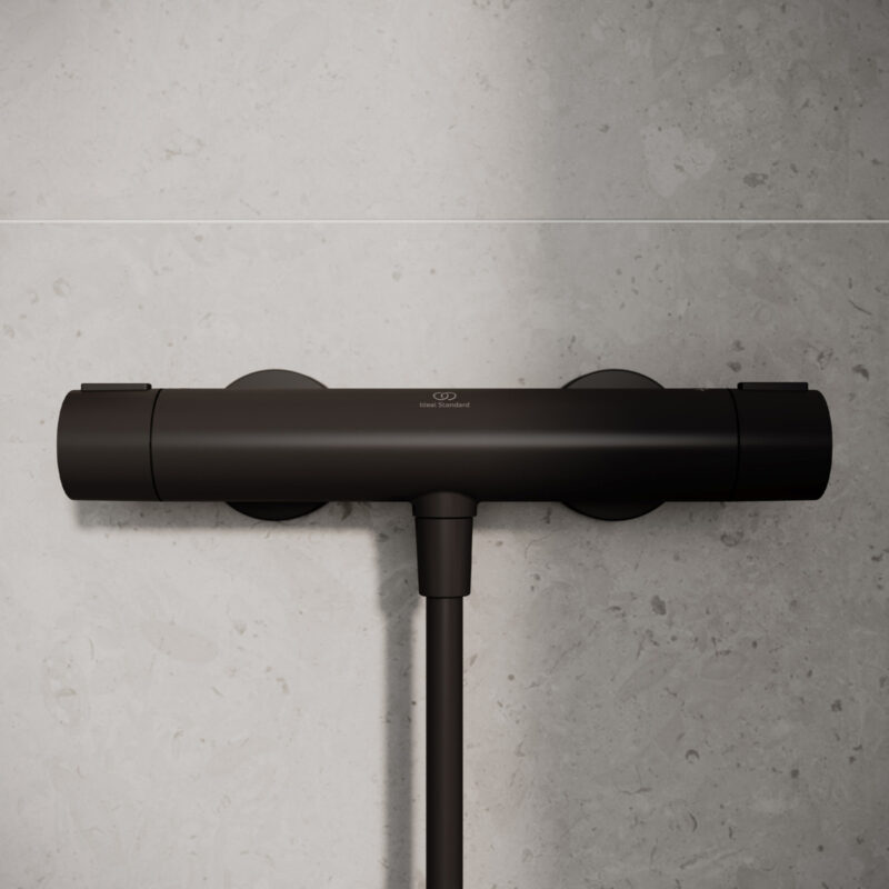 Ideal Standard Ceratherm ALU+ Thermostatic Bar Shower Mixer Black