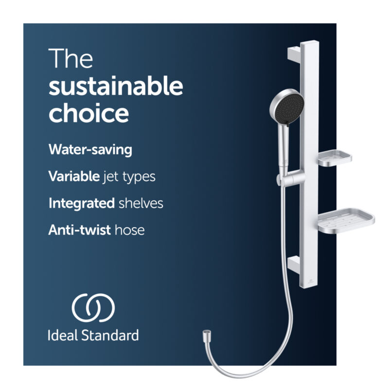 Ideal Standard Idealrain Alu+ 600mm Slide Rail Shower Set Silver