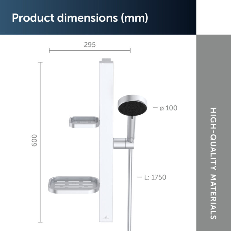 Ideal Standard Idealrain Alu+ 600mm Slide Rail Shower Set Silver