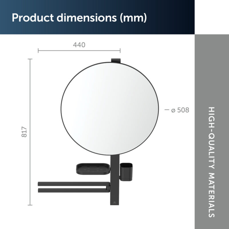 Ideal Standard ALU+ Large Beauty Bar with 500mm Mirror Black