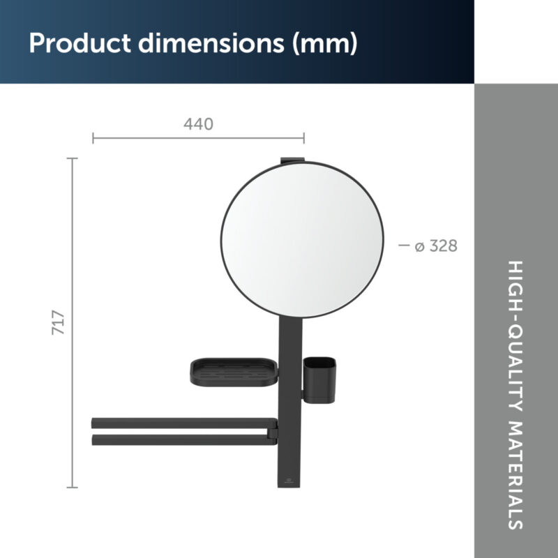 Ideal Standard ALU+ Medium Beauty Bar with 320mm Mirror Black