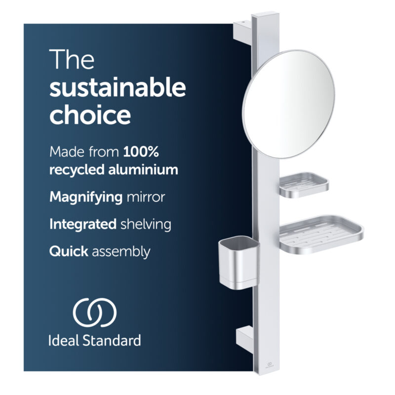 Ideal Standard Alu+ Small Beauty Bar with 200mm Mirror Silver