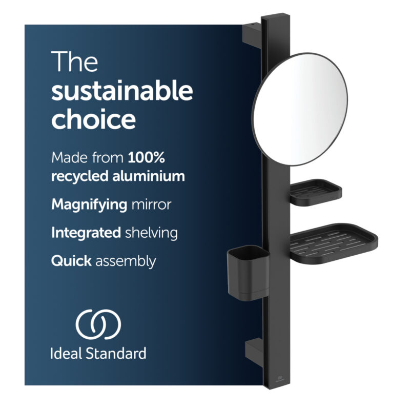 Ideal Standard ALU+ Small Beauty Bar with 200mm Mirror Black