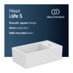 Ideal Standard i.life S 37cm Guest Basin 1 Taphole Right E2112