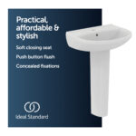 Ideal Standard Eurovit+ 550mm 1 Taphole Basin & Full Pedestal E2547