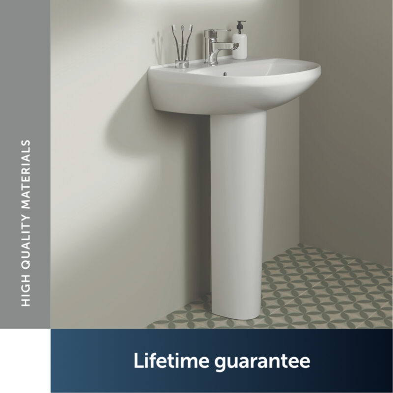Ideal Standard Eurovit+ 550mm 1 Taphole Basin & Full Pedestal E2547