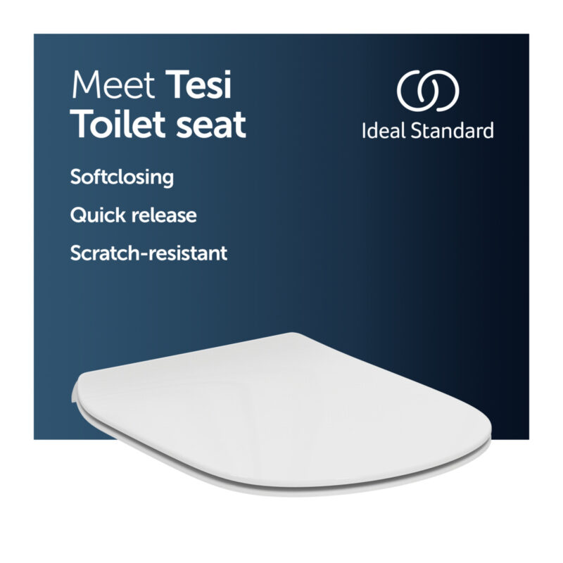 Ideal Standard Tesi Thin Toilet Seat & Cover Slow Close T3527