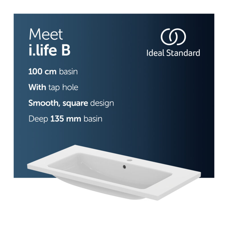 Ideal Standard i.life B 101cm Vanity Basin 1 Taphole T4603