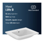 Ideal Standard i.life B 61cm Vanity Basin 1 Taphole T4605
