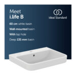 Ideal Standard i.life B 60cm Basin 1 Taphole T4607