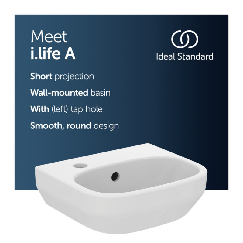 Ideal Standard i.Life A Handrinse Basin 350mm 1 Left Tap Hole T4709