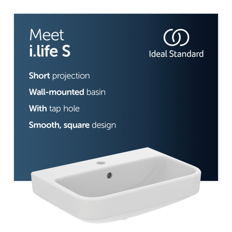 Ideal Standard i.Life S Compact Washbasin 550mm 1 Tap Hole T5178