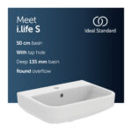 Ideal Standard i.Life S Compact Washbasin 500mm 1 Tap Hole T5185