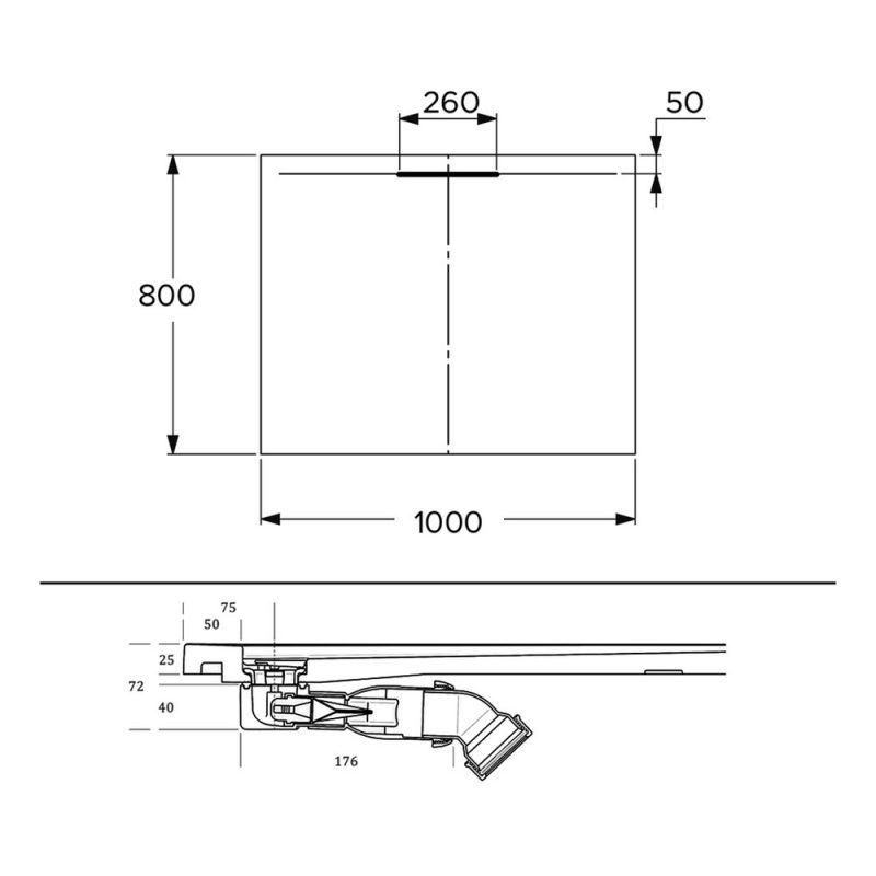 Just Trays Evolved Anti-Slip 1000x800mm Rectangular Shower Tray