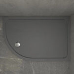 KStone 1000 x 800mm Offset Quadrant Anti-Slip Grey Shower Tray Right Hand