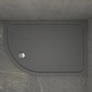 KStone 1000 x 800mm Offset Quadrant Anti-Slip Grey Shower Tray Right Hand