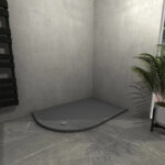 KStone 1000 x 800mm Offset Quadrant Anti-Slip Grey Shower Tray Right Hand