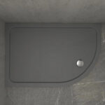 KStone 1000 x 900mm Offset Quadrant Anti-Slip Grey Shower Tray Left Hand