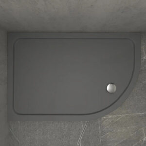 KStone 1200 x 900mm Offset Quadrant Anti-Slip Grey Shower Tray Left Hand