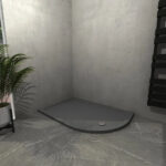 KStone 1200 x 900mm Offset Quadrant Anti-Slip Grey Shower Tray Left Hand