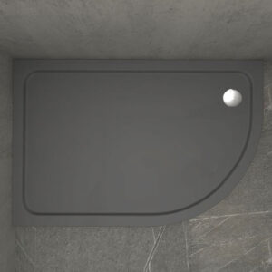 KStone 900 x 760mm Offset Quadrant Anti-Slip Grey Shower Tray Left Hand