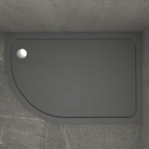 KStone 900 x 760mm Offset Quadrant Anti-Slip Grey Shower Tray Right Hand