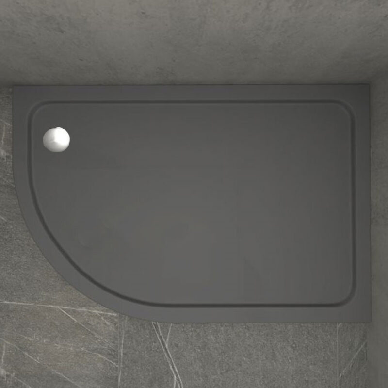 KStone 900 x 760mm Offset Quadrant Anti-Slip Grey Shower Tray Right Hand KStone 900 x 760mm Offset Quadrant Anti-Slip Grey Shower Tray Right Hand