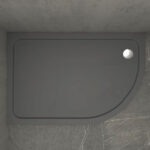 KStone 900 x 800mm Offset Quadrant Anti-Slip Grey Shower Tray Left Hand
