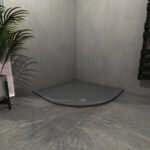 KStone 900 x 900mm Quadrant Anti-Slip Grey Shower Tray