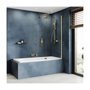Kudos Ultimate 2 10mm Bathscreen Fold Away Deflector 300mm Right Brushed Brass