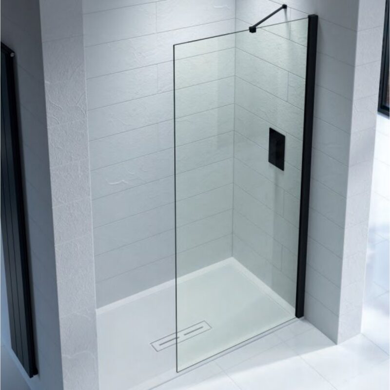 Kudos Ultimate 1100mm Glass Panel 10mm & Black Wall Post Kudos Ultimate 1100mm Glass Panel 10mm & Black Wall Post
