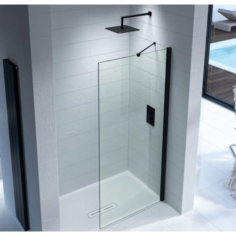 Kudos Ultimate 1100mm Glass Panel 10mm & Black Wall Post