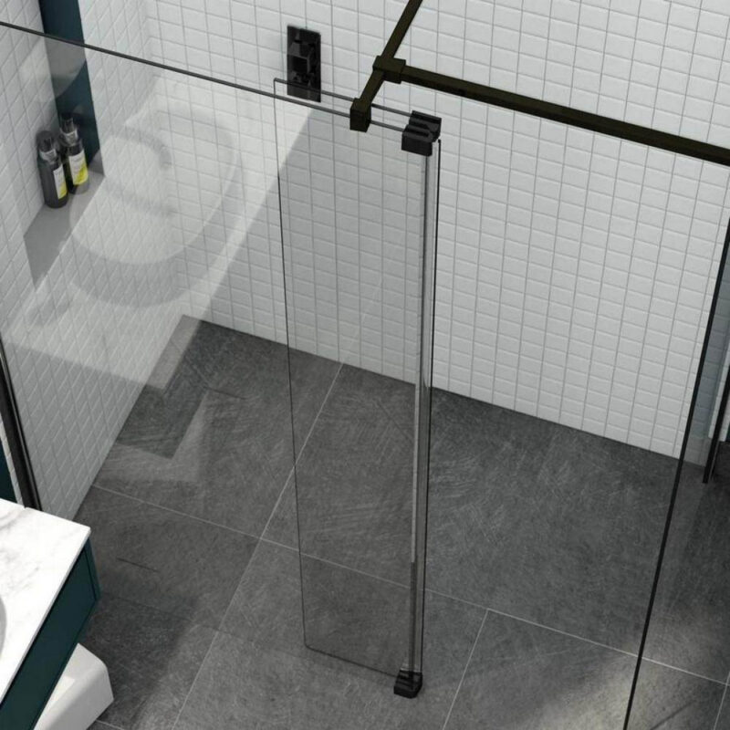 Kudos Ultimate 1100mm Glass Panel 10mm & Black Wall Post