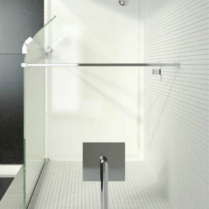 Kudos Ultimate 700mm Glass Panel 10mm & Black Wall Post