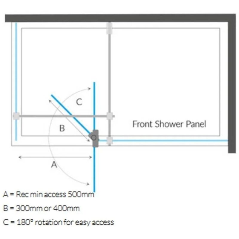 Kudos Ultimate 2 10mm Hinged Deflector Panel 400mm Right Hand Black