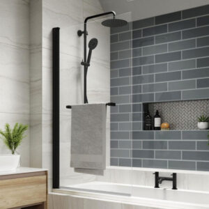 Kudos Inspire Bath Screen 6mm Matt Black
