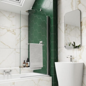 Kudos Inspire Single Panel Bath Screen with Towel Rail 8mm