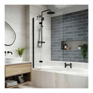 Kudos Inspire 2 Panel Outswing Bath Screen 6mm Left Hand Black