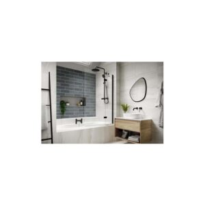 Kudos Inspire 2 Panel Outswing Screen with Towel Rail Right Hand 6mm Matt Black
