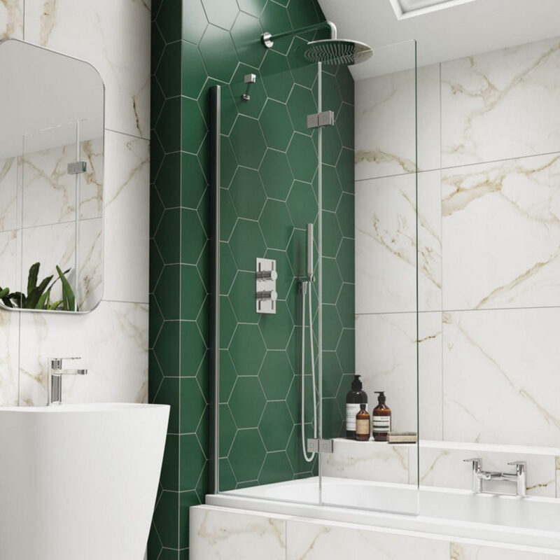 Kudos Inspire 2 Panel In-Fold Bath Screen Left Hand Hinged 6mm Chrome