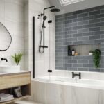 Kudos Inspire In-Fold Bath Screen 6mm Left Hand Matt Black