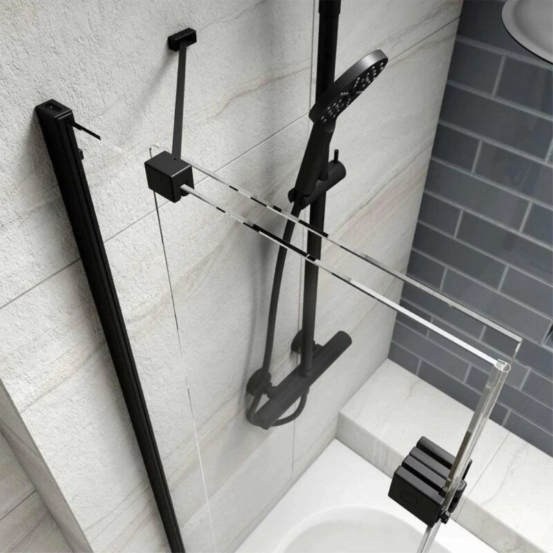Kudos Inspire In-Fold Bath Screen 6mm Left Hand Matt Black